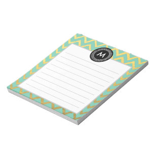 Elegante Wasserfarbe und goldenes Monogramm Notizblock