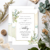 Elegante Wasserfarbe und Grüne Eukalyptus Wedding Einladung