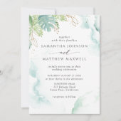 Elegante Wasserfarbe und Grüne Hochzeit Einladung (Vorderseite)
