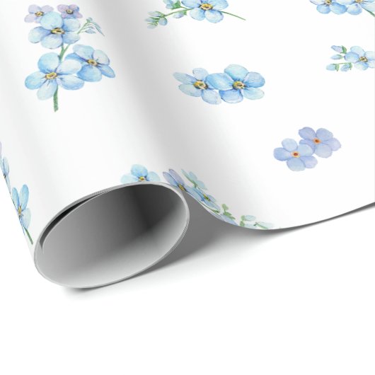 Elegante Wasserfarbe Vergiss mich nicht Blume Geschenkpapier (Rolleneckpunkt)