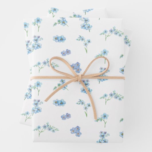Elegante Wasserfarbe Vergiss mich nicht Blume Geschenkpapier Set (Beispiel)