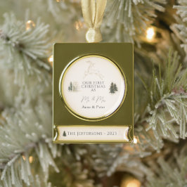 Elegante Wasserfarbe Verheiratet Weihnachten Banner-Ornament Gold