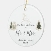 Elegante Wasserfarbe Verheiratetes Foto zu Weihnac Keramik Ornament (Links)
