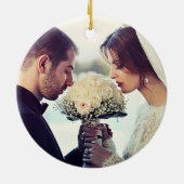 Elegante Wasserfarbe Verheiratetes Foto zu Weihnac Keramik Ornament (Hinten)