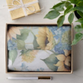 Elegante Wasserfarbe von Sonnenblumen und Hydrange Seidenpapier (Geschenk)