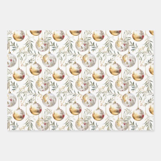 Elegante Wasserfarbe Weihnachten Geschenkpapier Set (Vorderseite 2)