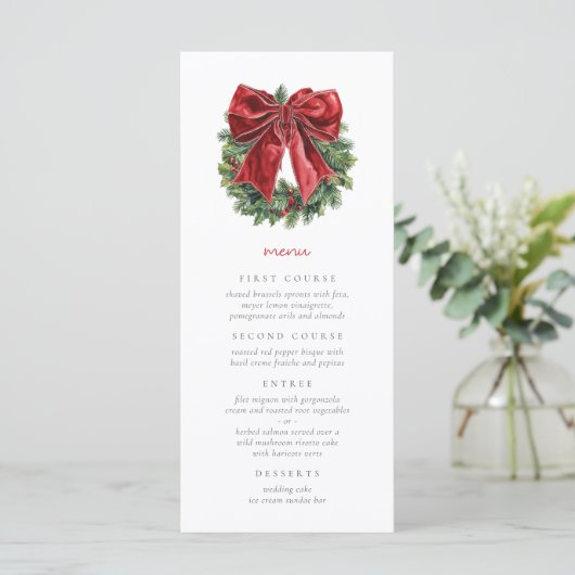 Elegante Wasserfarbe Weihnachten Menükarte (Stehend Vorderseite)