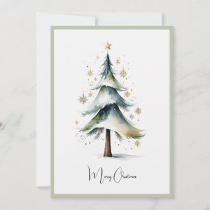 Elegante Wasserfarbe Weihnachtsbaum ohne Foto Feiertagskarte
