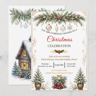 Elegante Wasserfarbe Weihnachtsfeier Einladung