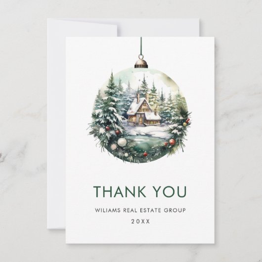 Elegante Wasserfarbe Weihnachtsfeiertag Dankeskarte (Vorderseite)