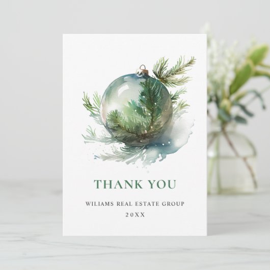 Elegante Wasserfarbe Weihnachtsfeiertag Dankeskarte (Stehend Vorderseite)