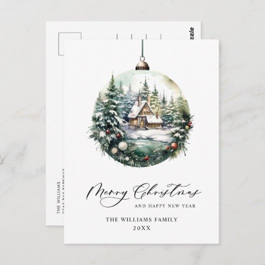 Elegante Wasserfarbe Weihnachtsfeiertag Postkarte (Vorne/Hinten)