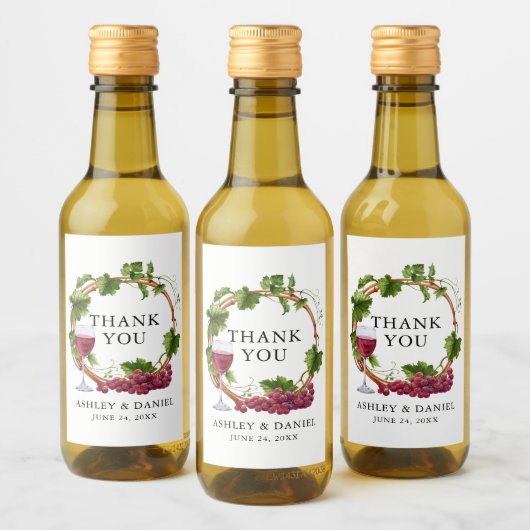 Elegante Wasserfarbe Weintrauben Weintrauben Weinetikett (Flaschen)