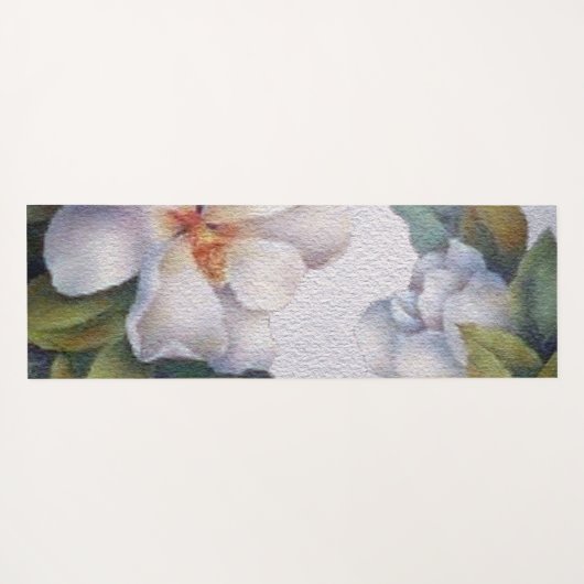 Elegante Wasserfarbe Weißer Magnolia Blume Ihr Nam Yogamatte (Rückseite (Horizontal))