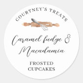 Elegante Wasserfarbe Whisk Konditorei Gebäck Cooki Runder Aufkleber (Vorderseite)