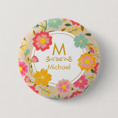 Elegante Wasserfarbe Wildblumen Blumen Muttertag  Button (Vorderseite)