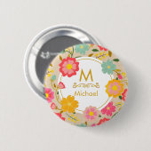 Elegante Wasserfarbe Wildblumen Blumen Muttertag  Button (Vorne & Hinten)