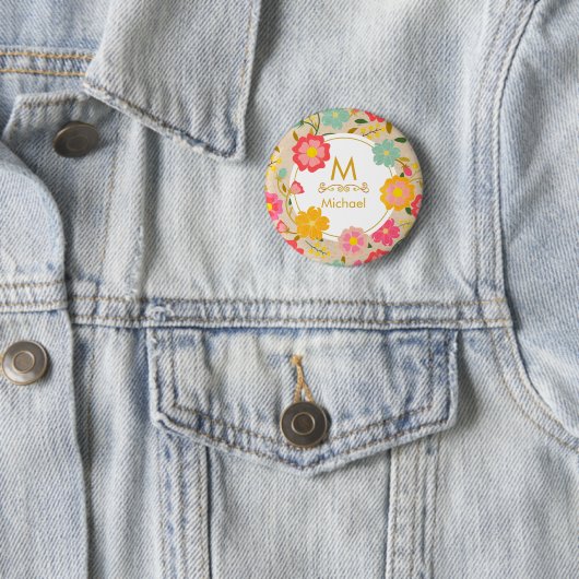 Elegante Wasserfarbe Wildblumen Blumen Muttertag  Button (Beispiel)