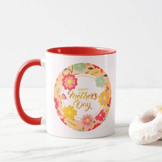 Elegante Wasserfarbe-Wildblumen-Blumen-Muttertag Tasse (Mit Donut)