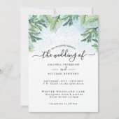 Elegante Wasserfarbe Winter Evergreen Typografie Einladung (Vorderseite)