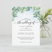 Elegante Wasserfarbe Winter Evergreen Typografie Einladung (Stehend Vorderseite)