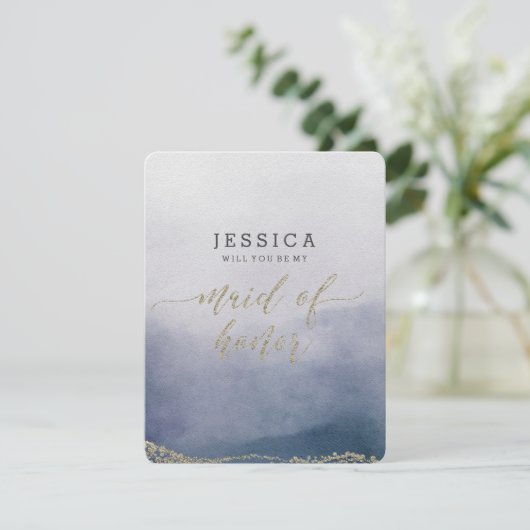 Elegante Wasserfarbe wirst du meine Trauzeugin sei Einladung (Stehend Vorderseite)