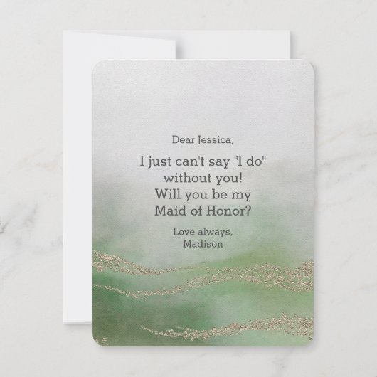Elegante Wasserfarbe wirst du meine Trauzeugin sei Einladung (Rückseite)