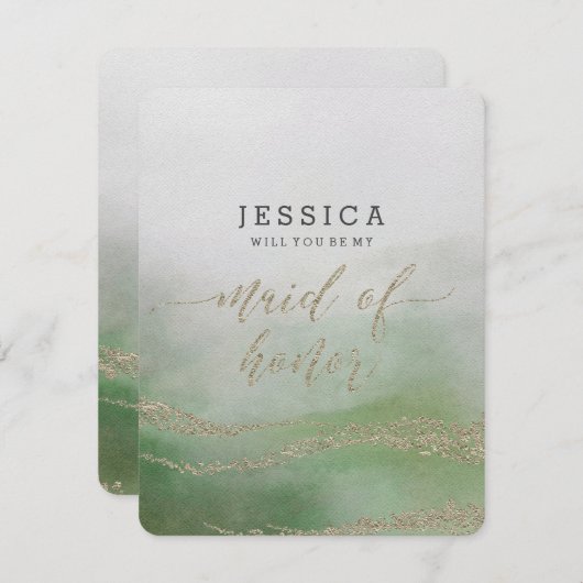 Elegante Wasserfarbe wirst du meine Trauzeugin sei Einladung (Vorne/Hinten)