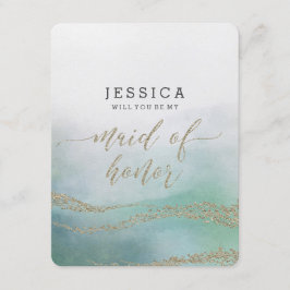 Elegante Wasserfarbe wirst du meine Trauzeugin sei Einladung