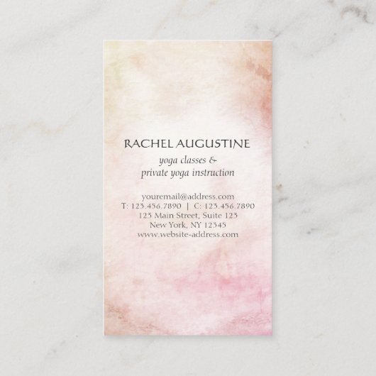 Elegante Wasserfarbe Yoga Meditation Pose Om Symbo Visitenkarte (Rückseite)