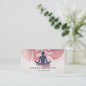 Elegante Wasserfarbe Yoga Meditation Pose Om Symbo Visitenkarte (Stehend Vorderseite)