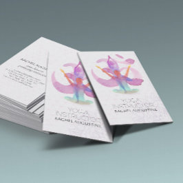 Elegante Wasserfarbe Yoga Meditation Pose Om Symbo Visitenkarte