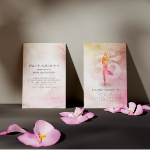 Elegante Wasserfarbe Yoga Meditation Pose Om Symbo Visitenkarte