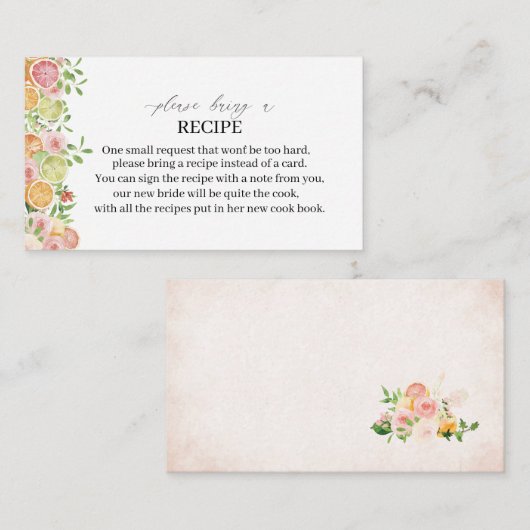 Elegante Wasserfarbe Zitrusfrüchte Rosa Blume Ein Begleitkarte (Vorne/Hinten)