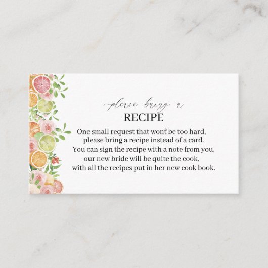 Elegante Wasserfarbe Zitrusfrüchte Rosa Blume Ein Begleitkarte (Vorderseite)