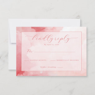Elegante Wasserfarbeinladung in Rosa RSVP Karte