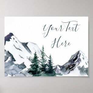 Elegante Wasserfarben Berge Wald Landschaft Pos Poster