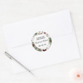 Elegante Wasserfarben Bläserblütenhochzeit Burgund Runder Aufkleber (Umschlag)