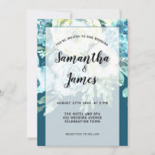 Elegante Wasserfarben Blauer Flor, Hochzeit Einladung (Vorderseite)
