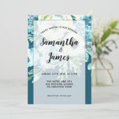 Elegante Wasserfarben Blauer Flor, Hochzeit Einladung (Stehend Vorderseite)