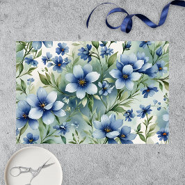 Elegante Wasserfarben Blühende Blumen mit grünen B Seidenpapier