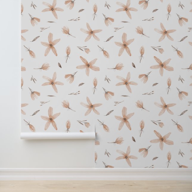 Elegante Wasserfarben Blume & Buds Tapete (Anwendung)