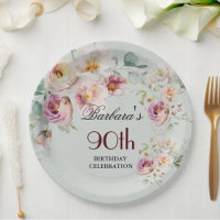*Elegante Wasserfarben-Blumen-90. Geburtstagsfeier