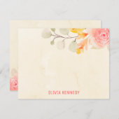 Elegante Wasserfarben Blumen Creme Personalisiert Mitteilungskarte (Vorne/Hinten)
