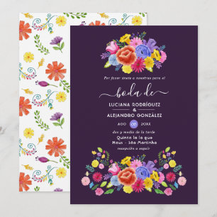 Elegante Wasserfarben-Blumen-Fiesta-Spanische Hoch Einladung