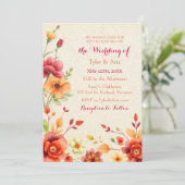 Elegante Wasserfarben Blumen Herbstliche Hochzeit Einladung (Stehend Vorderseite)