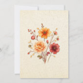 Elegante Wasserfarben Blumen Herbstliche Hochzeit Einladung (Rückseite)