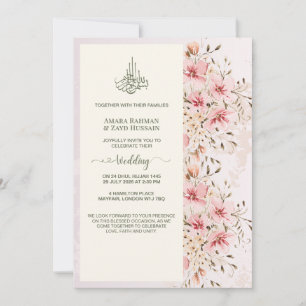 Elegante Wasserfarben-Blumen-Hochzeitseinladung Einladung