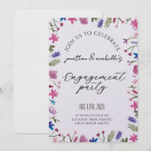 Elegante Wasserfarben-Blumen-Hochzeitsverlobungsfe Einladung (Vorne/Hinten)