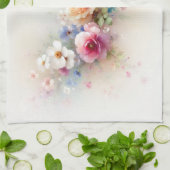 Elegante Wasserfarben-Blumen-Malvorlage Geschirrtuch (Gefaltet)